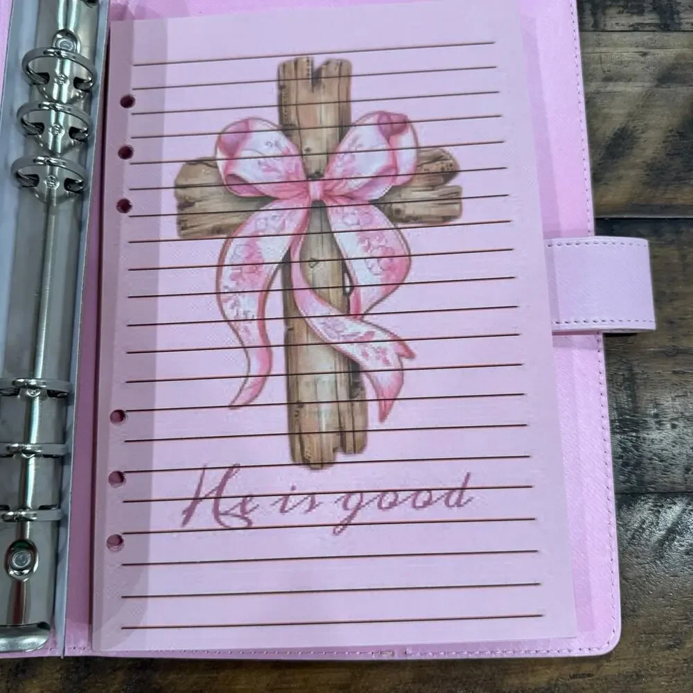Cross with bow inspirational A5 Binder w/ matching paper